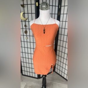 Coral mini top and skirt